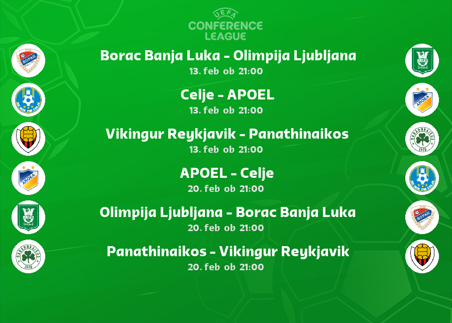 Prenos tekem konferenčne lige v živo: Olimpija - Borac Banja Luka in Celje - Apoel v živo na Šport TV in Športklub