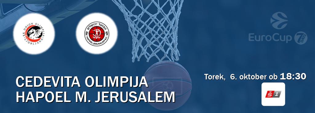 Prenos tekme med Cedevita Olimpija in Hapoel M. Jerusalem v živo na Sport TV 1 (torek,  6. oktober ob  18:30 uri).