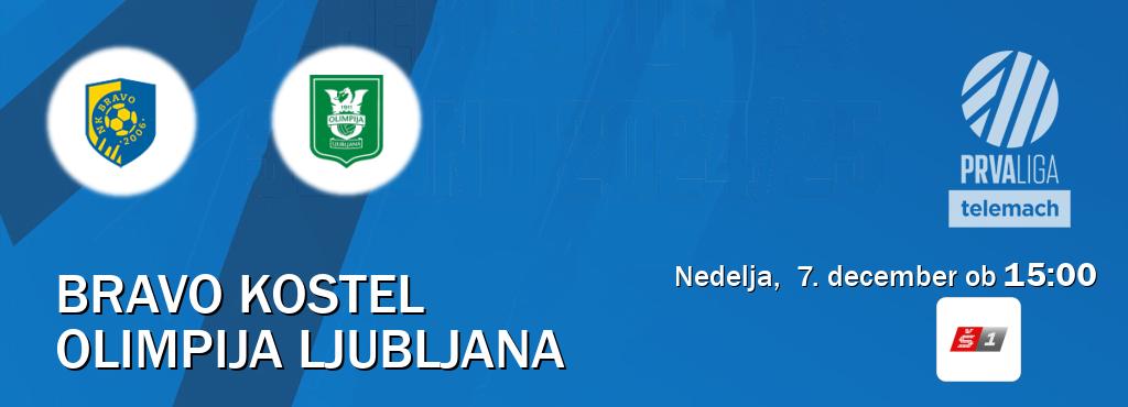 Prenos tekme med Bravo Kostel in Olimpija Ljubljana v živo na <b>Sport TV 1</b> (nedelja,  7. december ob  15:00 uri).